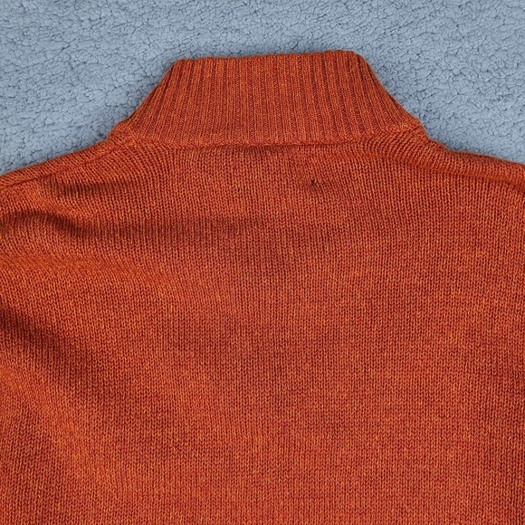 Chaps Sweater Men's Large Orange 1/4 Button Pullover‎ Mock Neck Jumper - Picture 7 of 11